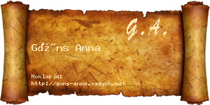 Güns Anna névjegykártya